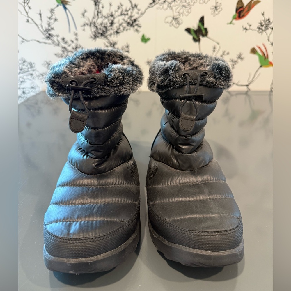 The North Face Thermoball Black Quilted Boots with Fur Trim